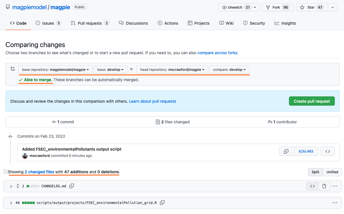 Git pull requests - feeding back | MAgPIE